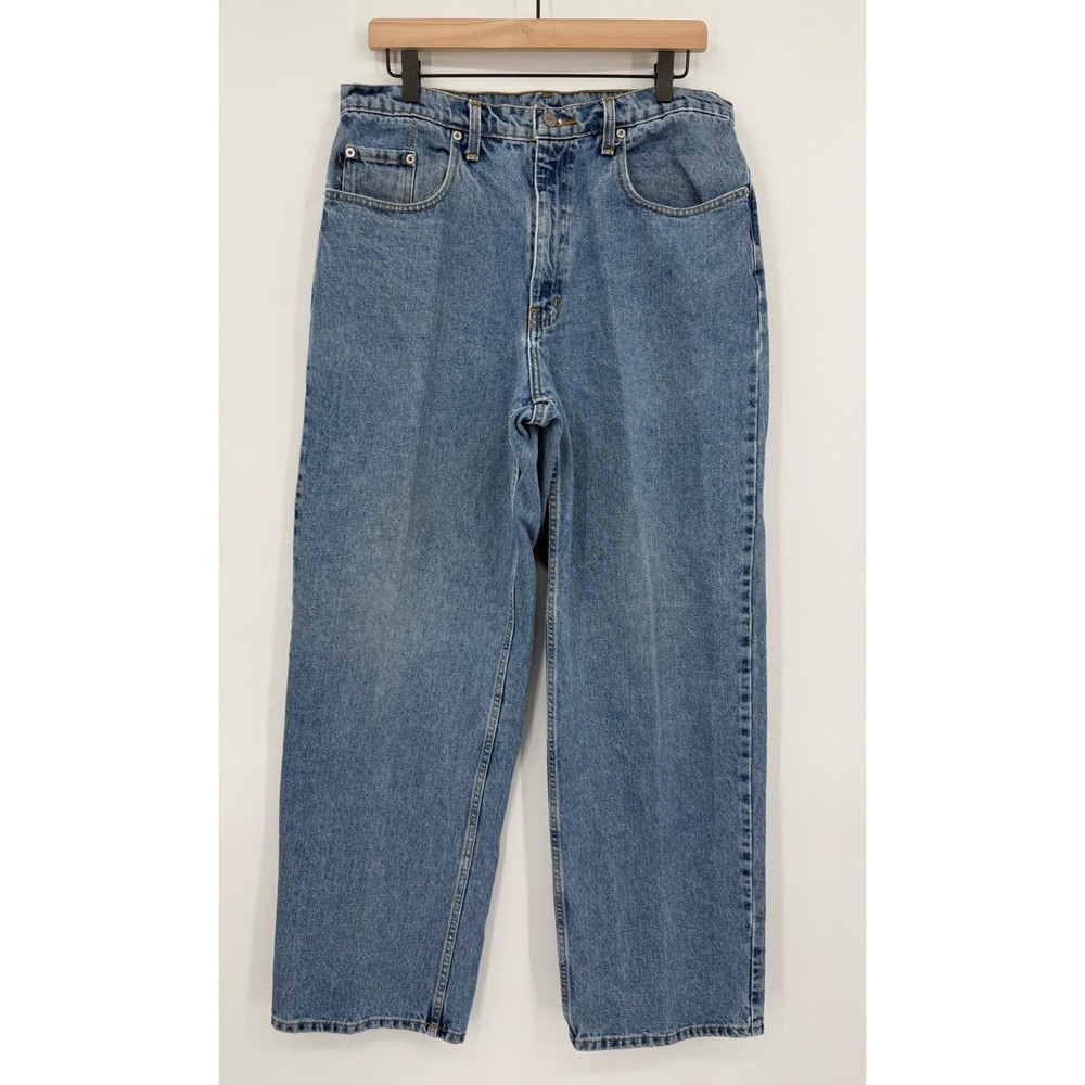 Vintage Polo Ralph Lauren Jeans Mens 33x32 Blue Banner Wide Leg Baggy Y2K - Picture 2 of 11